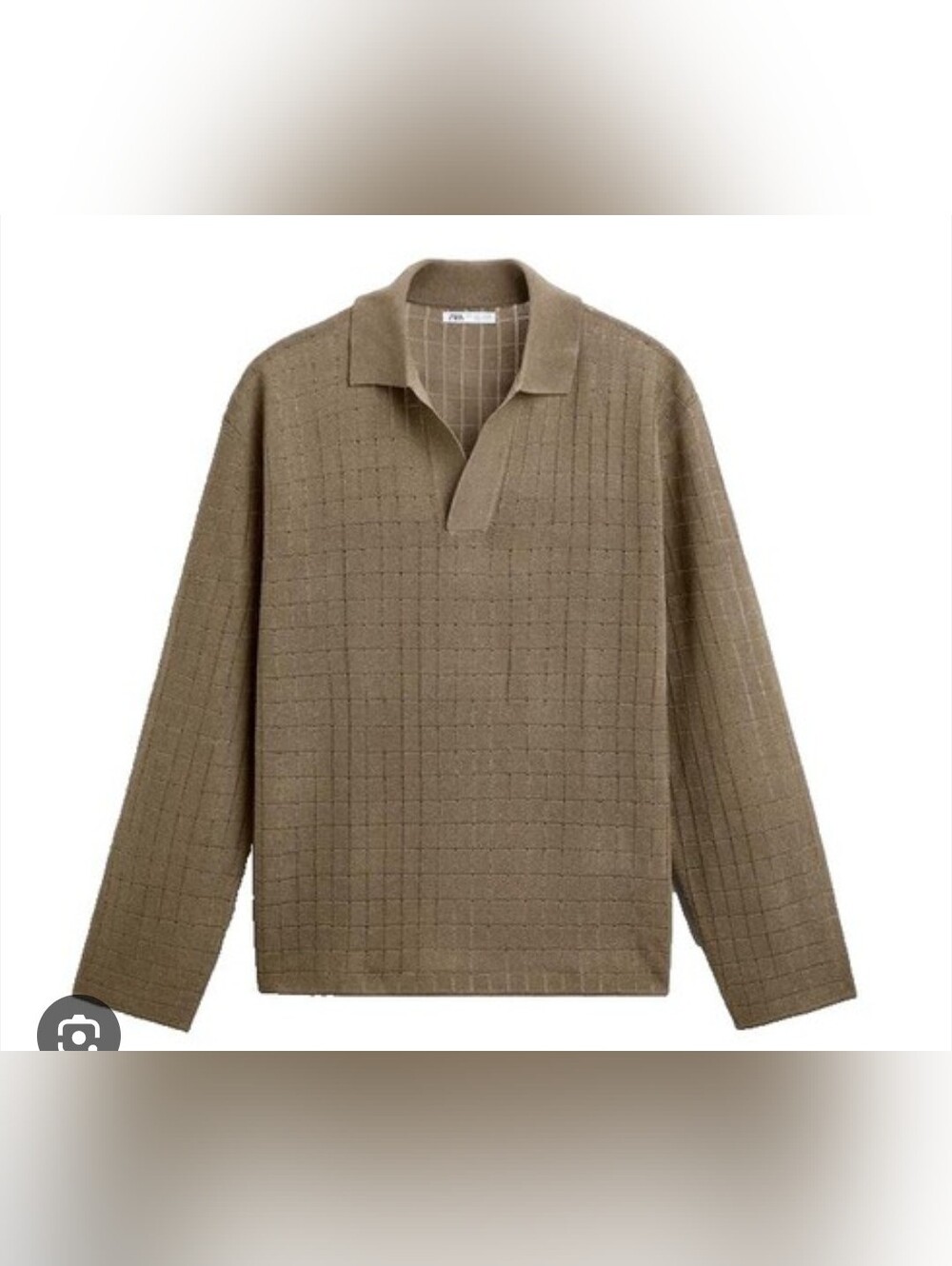 Zara Mens Textured Knit Polo Sweater